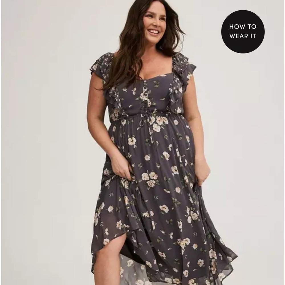 Torrid Maxi ruffle chiffon dress